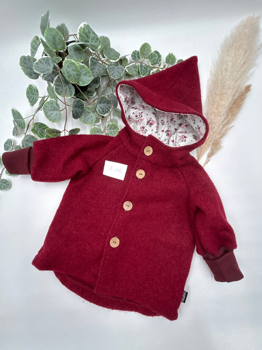 Walkjacke, ungefüttert - Bordeaux / Kapuze floral Gr. 3, 74/80 (3_02)