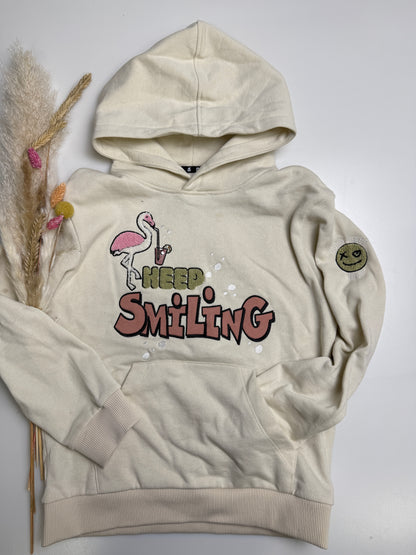 Hoodie „Keep Smiling creme“ – Bio-Baumwolle trifft gute Laune
