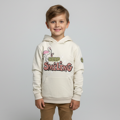 Hoodie „Keep Smiling creme“ – Bio-Baumwolle trifft gute Laune