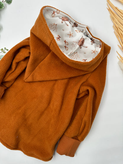 Fleece Jacke - Cognac "Schildkröten"