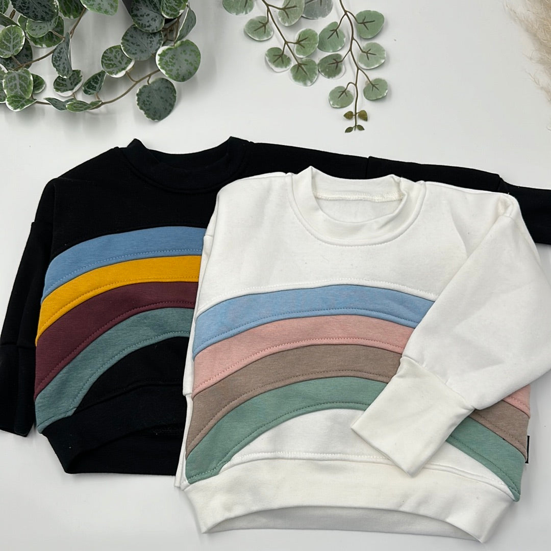 Oversize Sweater - "Regenbogen" - weiß oder schwarz