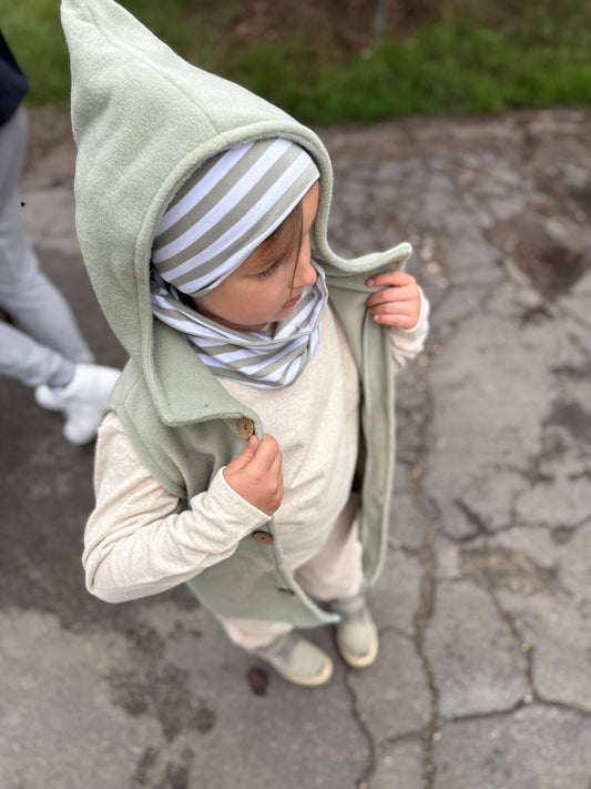 Gestreiftes Beanie & Loop Set „Dünengras“ – kuschelig weich & stylisch