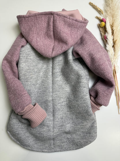 Coolste Wollwalk-Jacke - Stein/altrosa