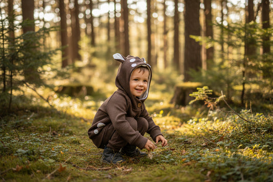 Rib Hoodie „Rehlein“ (hellbraun/dunkelbraun)