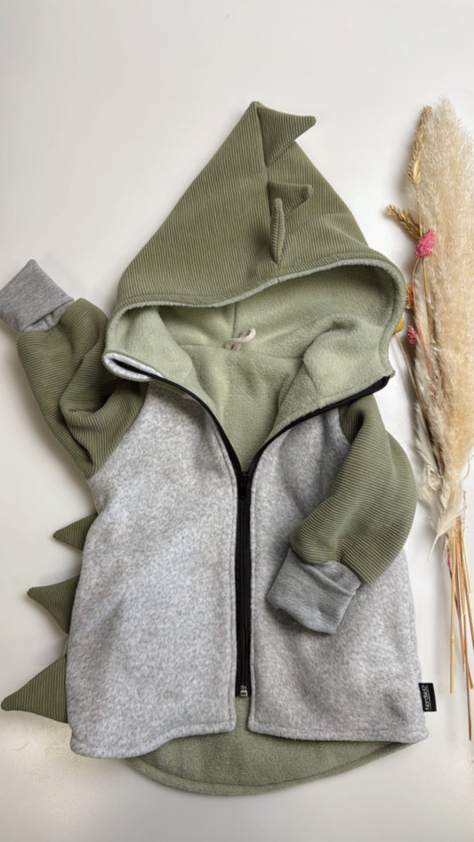 Süsseste Dino Kinderjacke – Fleece & Ottoman Rib