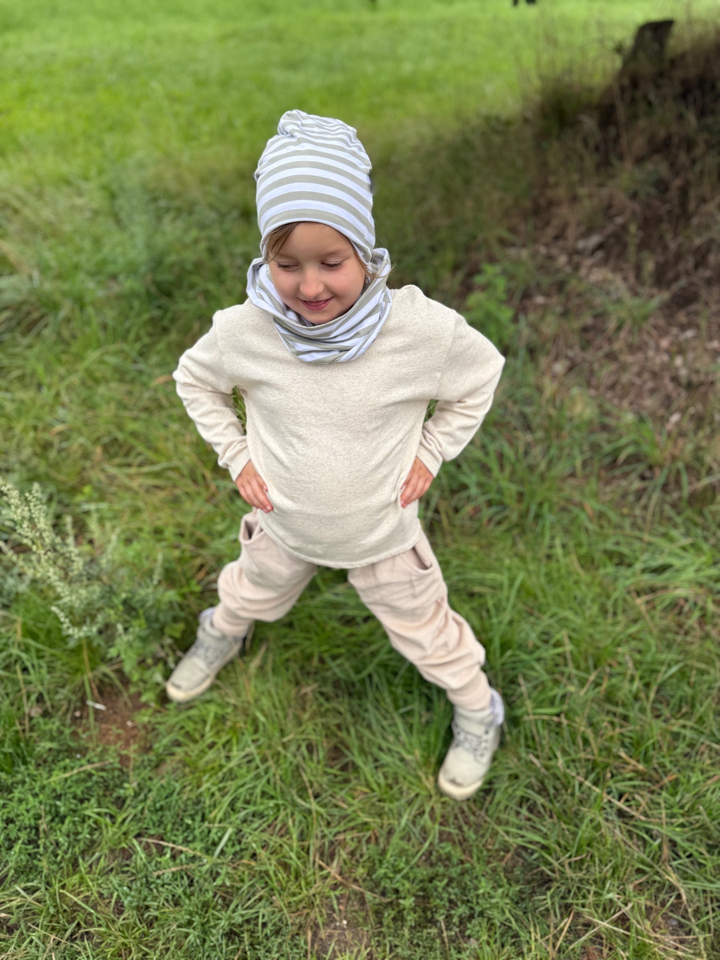 Kinder Langarmshirt aus Bio-Hanf & Baumwolle – „creme meliert“, unisex & lässig
