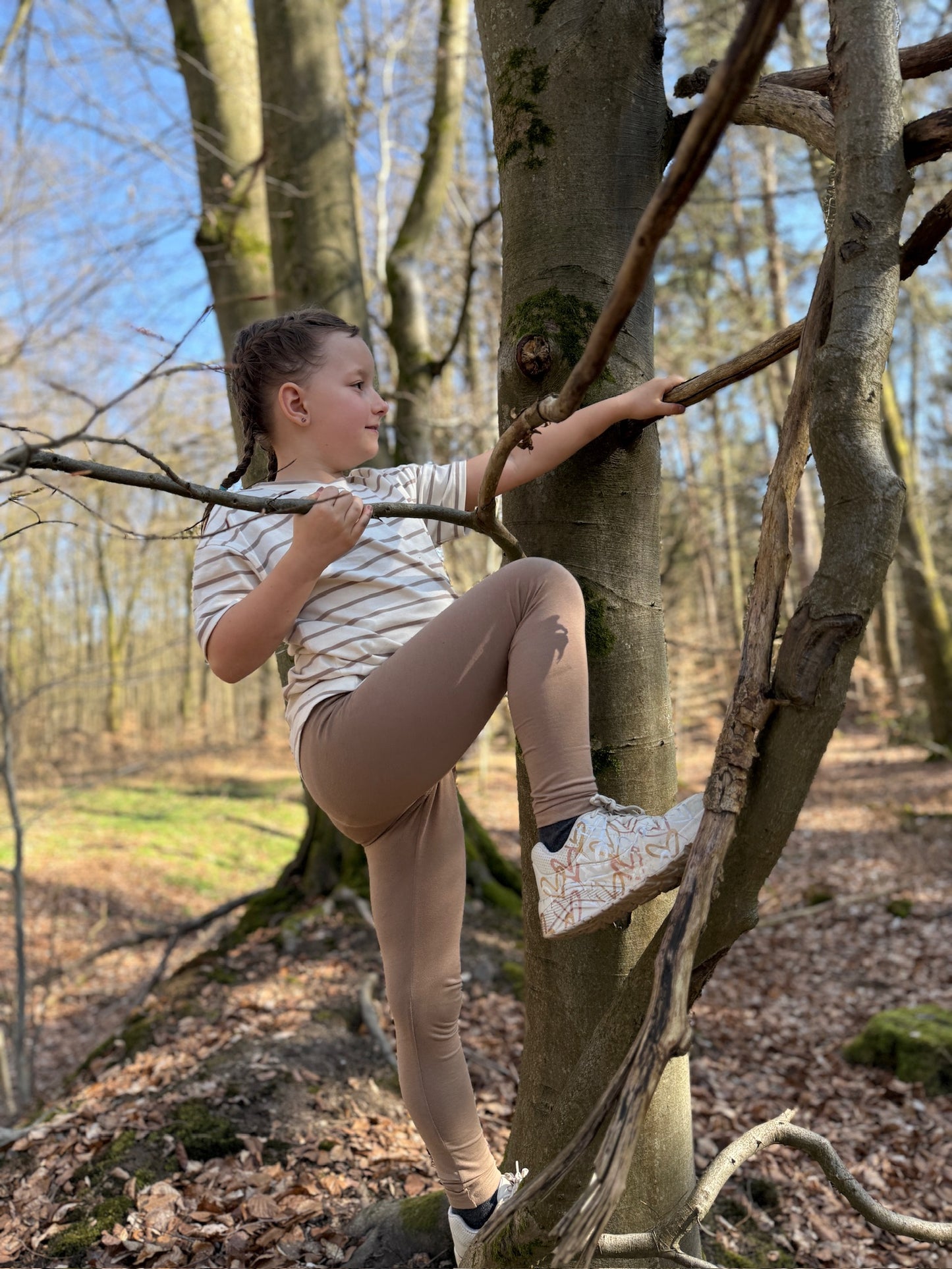 Kinder Leggings aus Bio-Baumwolle – „sand“, unisex & bequem
