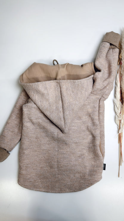 Kinder-Wolljacke – 100% Schurwolle- Sand meliert