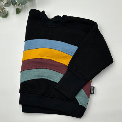 Oversize Sweater - "Regenbogen" - weiß oder schwarz