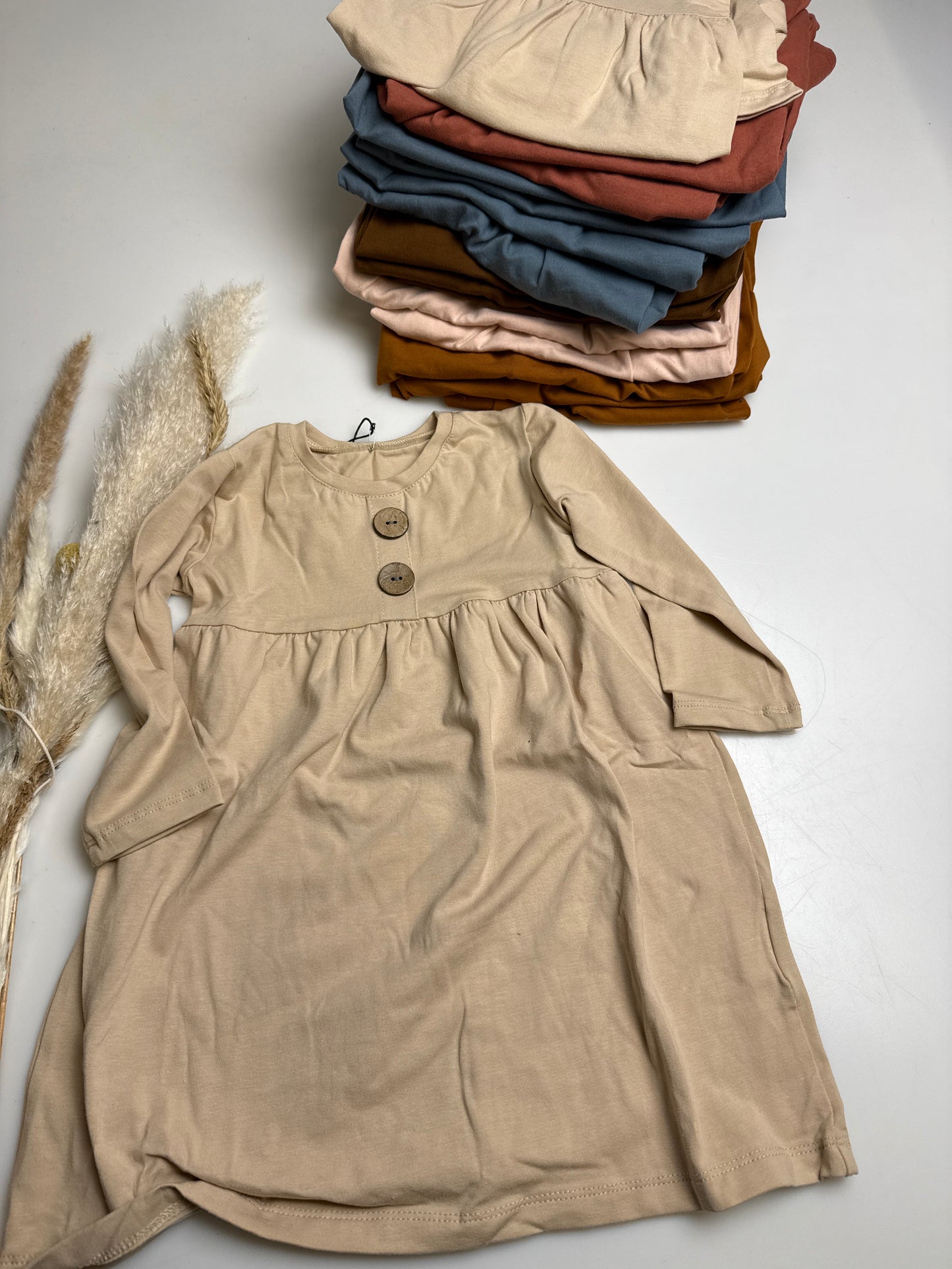 Jersey Langarmkleid versch. Farben Gr. 3 - 74-80 (passt länger)