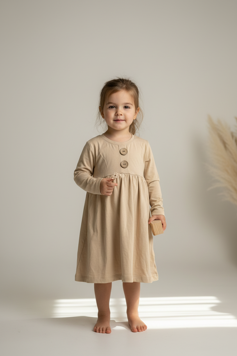Jersey Langarmkleid versch. Farben Gr. 3 - 74-80 (passt länger)
