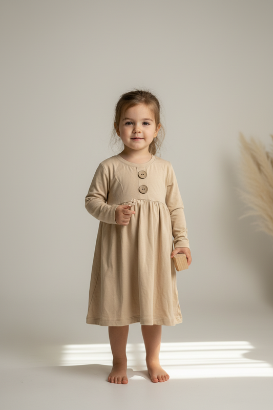 Jersey Langarmkleid versch. Farben Gr. 3 - 74-80 (passt länger)