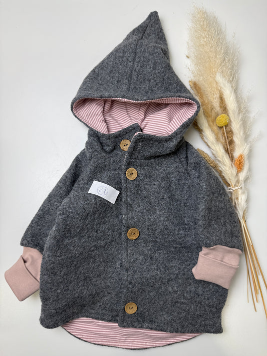 27 Wollwalk-Jacke - Stein (Rosa-Ringel)