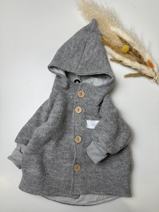 32 Wollwalk-Jacke - Kies (Fein-Ringel)