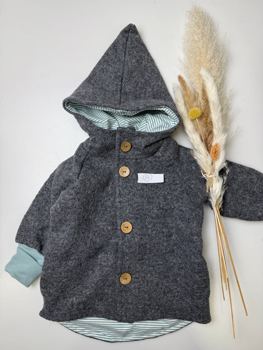 26 Wollwalk-Jacke - Stein (Mint-Ringel)