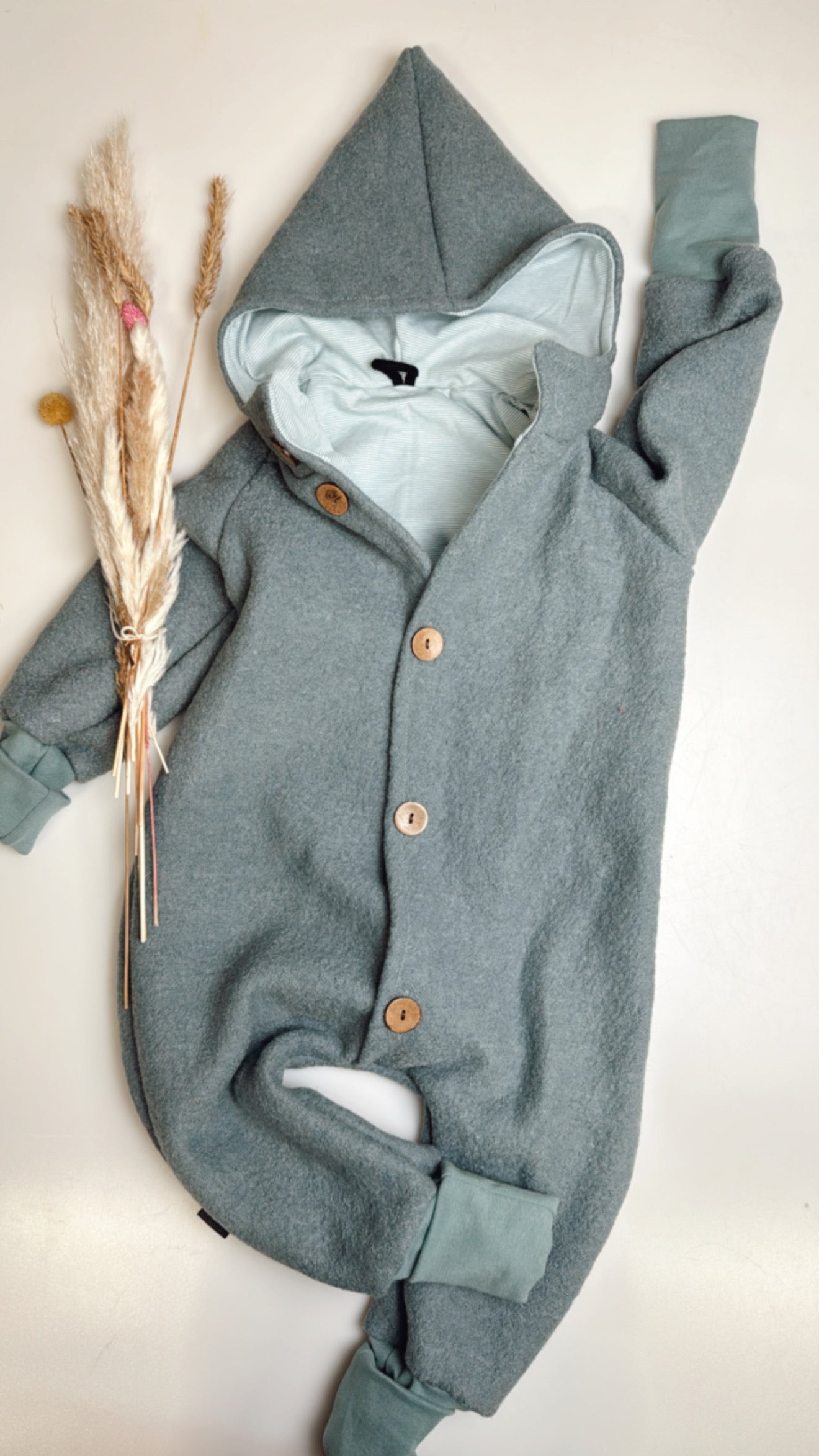 Wollwalk-Overall mit Kapuze – Meer