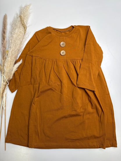 Jersey Langarmkleid cognac Gr. 4 - 86/92 (passt bis 104) TEXT!