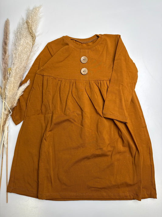 Jersey Langarmkleid cognac Gr. 4 - 86/92 (passt bis 104) TEXT!
