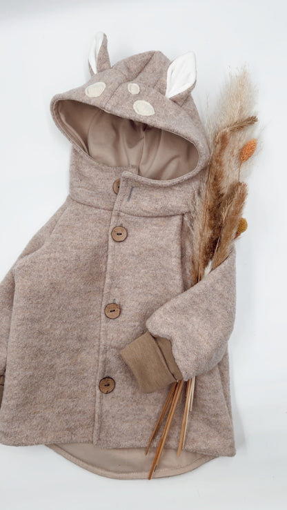 Wollwalk-Jacke - "Reh" Beige meliert