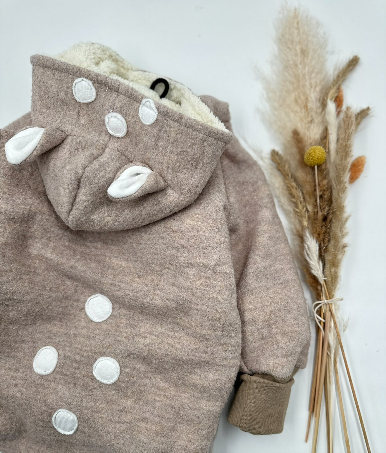 Rehlein Wollwalk-Overall mit Kapuze und Teddyfutter