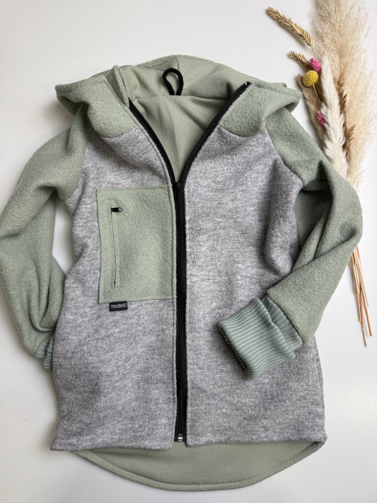 Coolste Wollwalk-Jacke - Stein/salbei