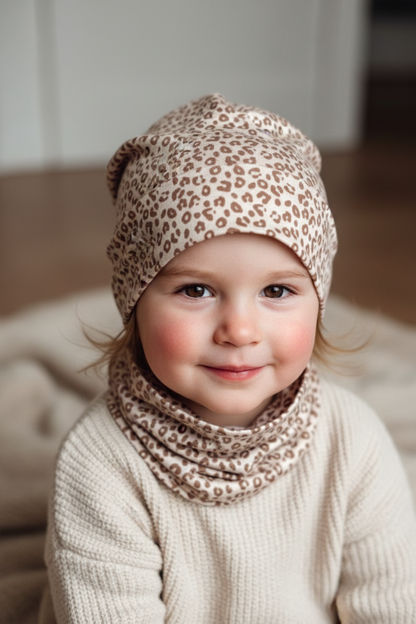 🐆 Leoparden Beanie & Loop Set – für kleine Naturentdecker:innen