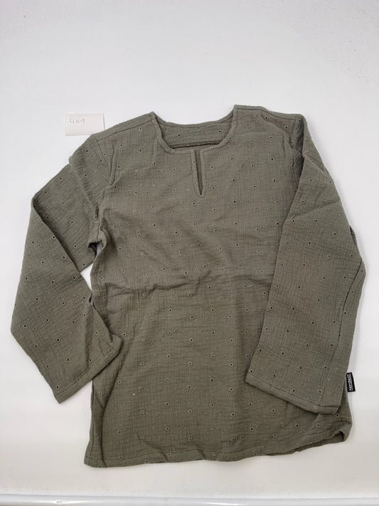 Musselin Langarm-Shirt "Stickblumen" - Olive (461)