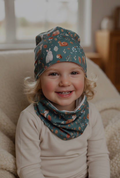 Waldzauber-Set Jade– Leichte Beanie & Loop im Herbst-Design