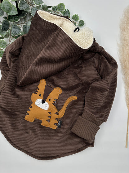 Cord-Jacke - Haselnuss "Löwe" / Teddyfutter