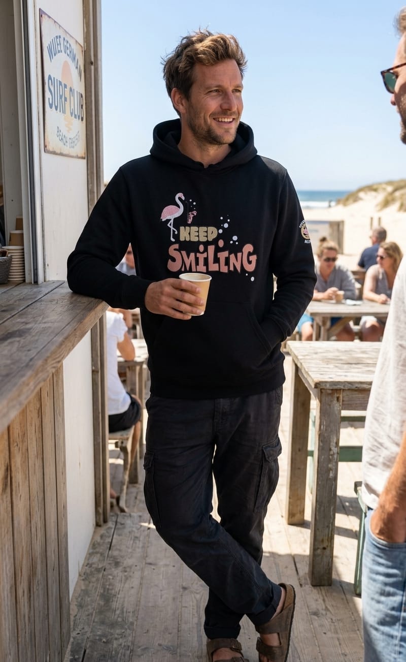 #19 Oversize Hoodie „Keep Smiling“ – Für Erwachsene aus Bio-Baumwolle
