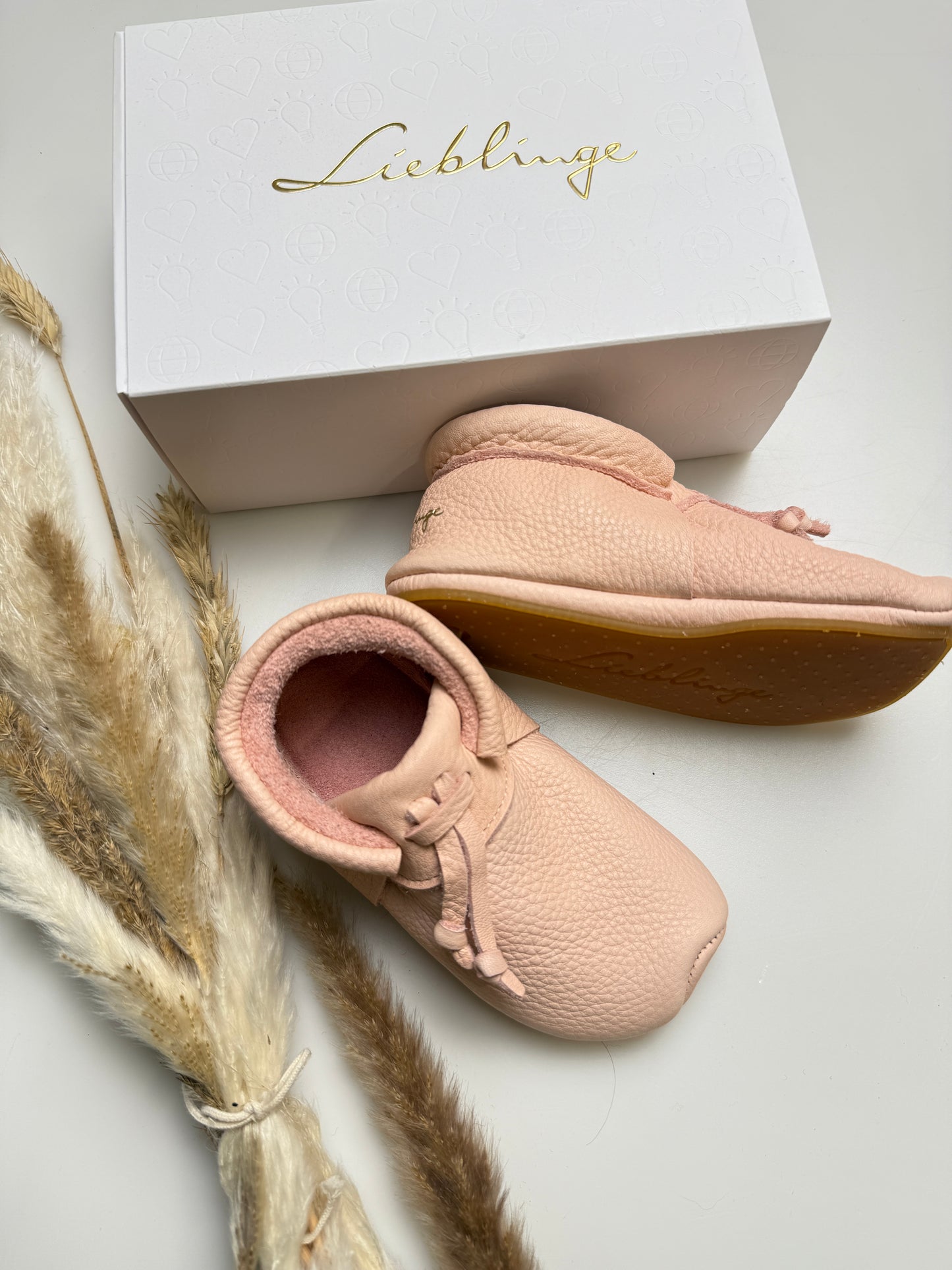 Lieblinge Lederpuschen mit Sohle - ROSA Gr. 21,22,23,24