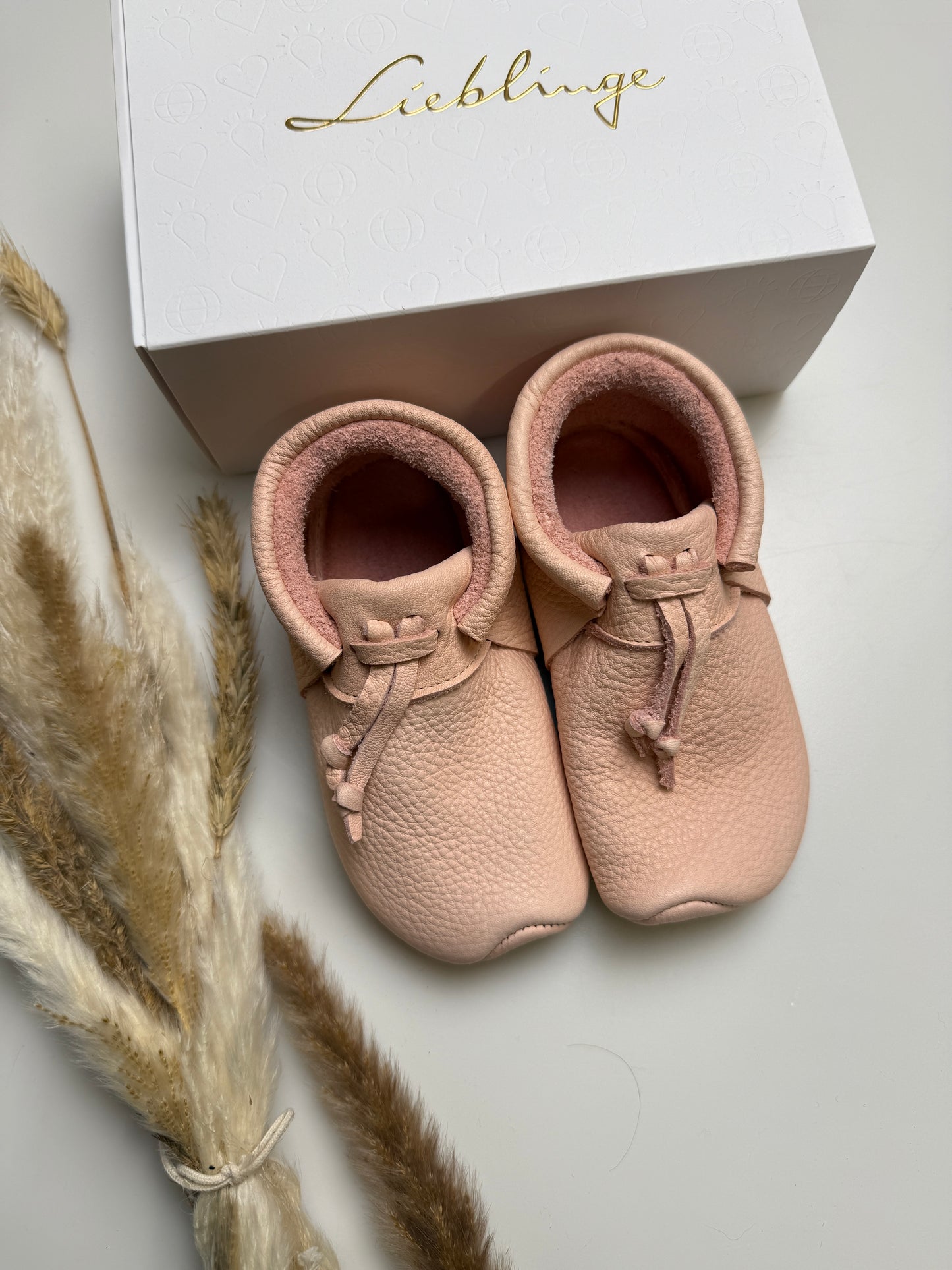 Lieblinge Lederpuschen mit Sohle - ROSA Gr. 21,22,23,24