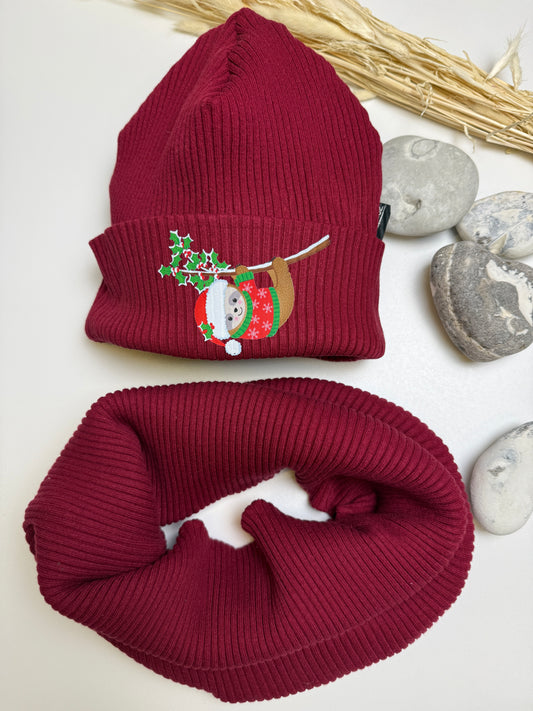 Beanie Loopset Kirsche - tragbar ab 5