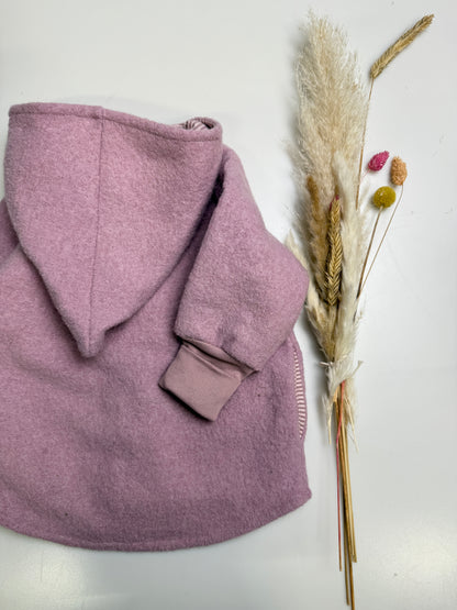 Kinder-Wolljacke – 100% Schurwolle, gefüttert mit Baumwolljersey – Altrosa