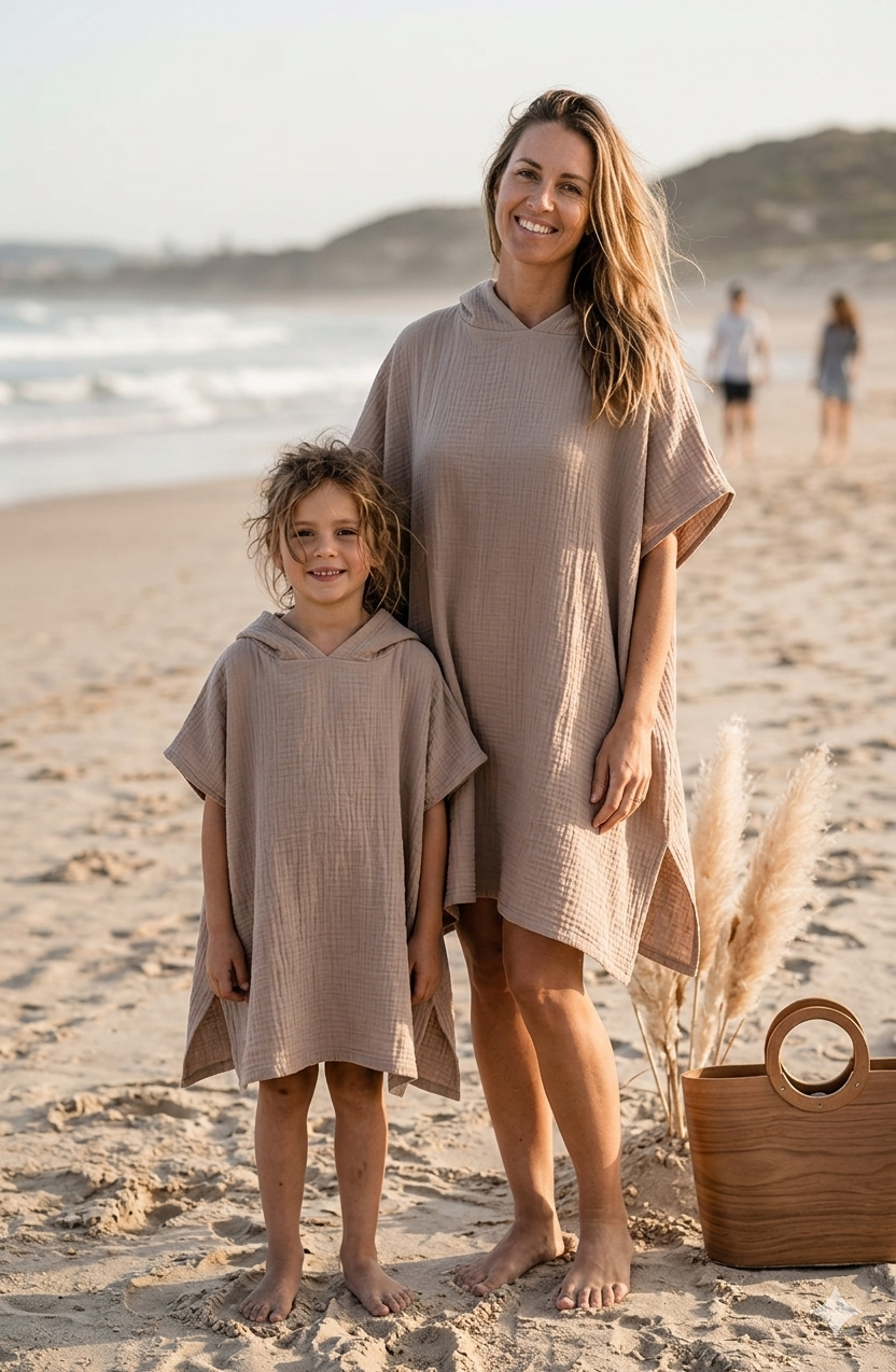 ☀️ Musselin Badeponcho – leicht, schnell trocken & superpraktisch versch. Farben