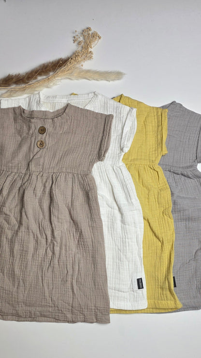Musselin Kleid versch. Farben  Gr. 4- 86/92