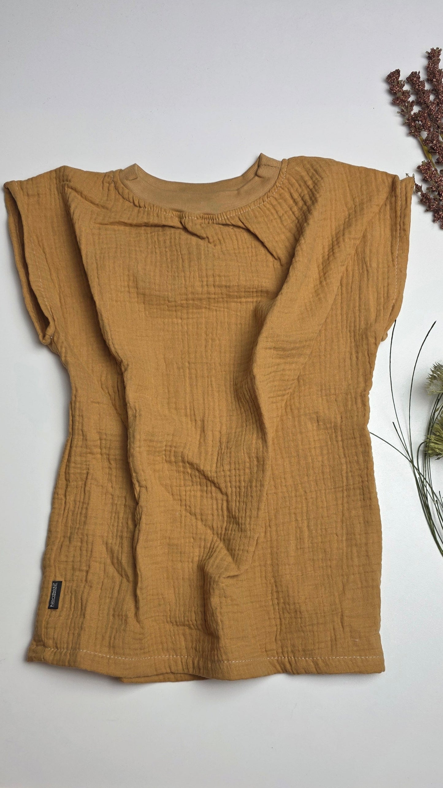 Musselin T-Shirt okker Gr. 104/110