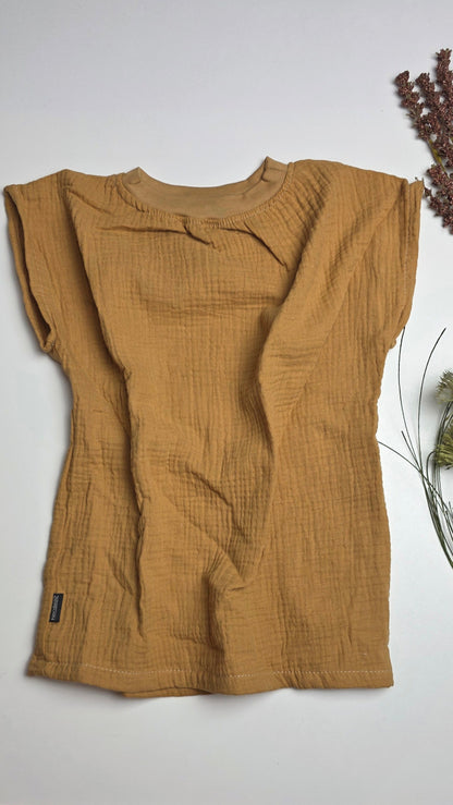Musselin T-Shirt okker Gr. 104/110